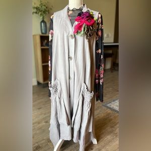 NWT Linen Tunic/dress Vest FORCYNTHIA Viscose Boho Shark Bite Hem XL MODEST